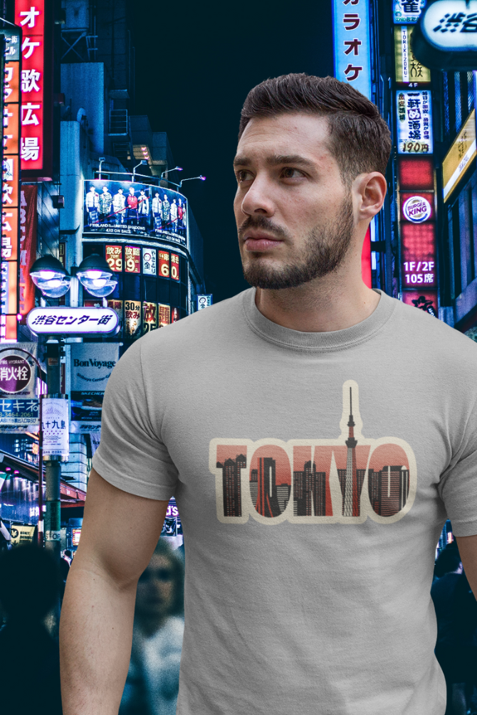 Tokyo Skyline Printed T-Shirt For Men - WowWaves - 2
