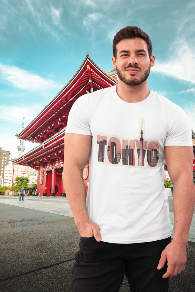 Tokyo Skyline Printed T-Shirt For Men - WowWaves - 3