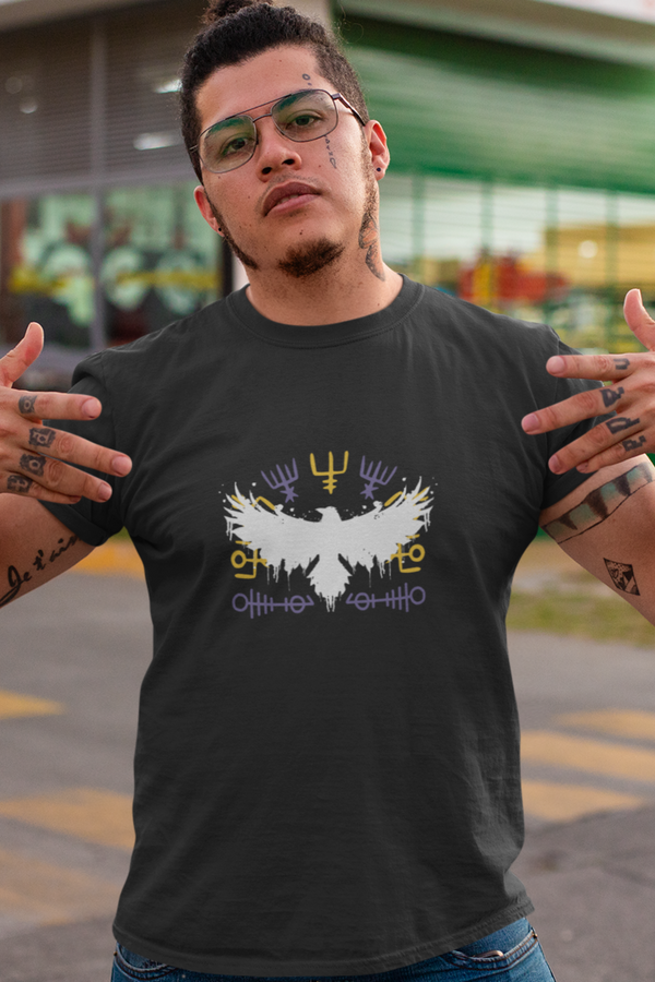 Viking Raven Printed T-Shirt For Men - WowWaves