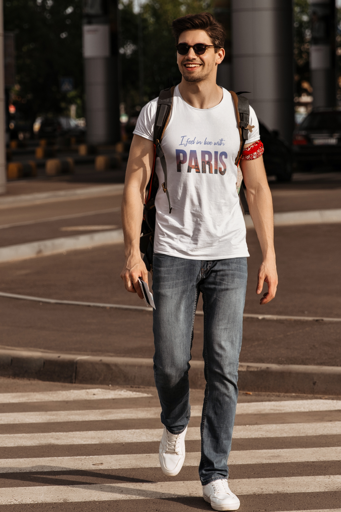 In Love With Paris Printed T-Shirt For Men - WowWaves