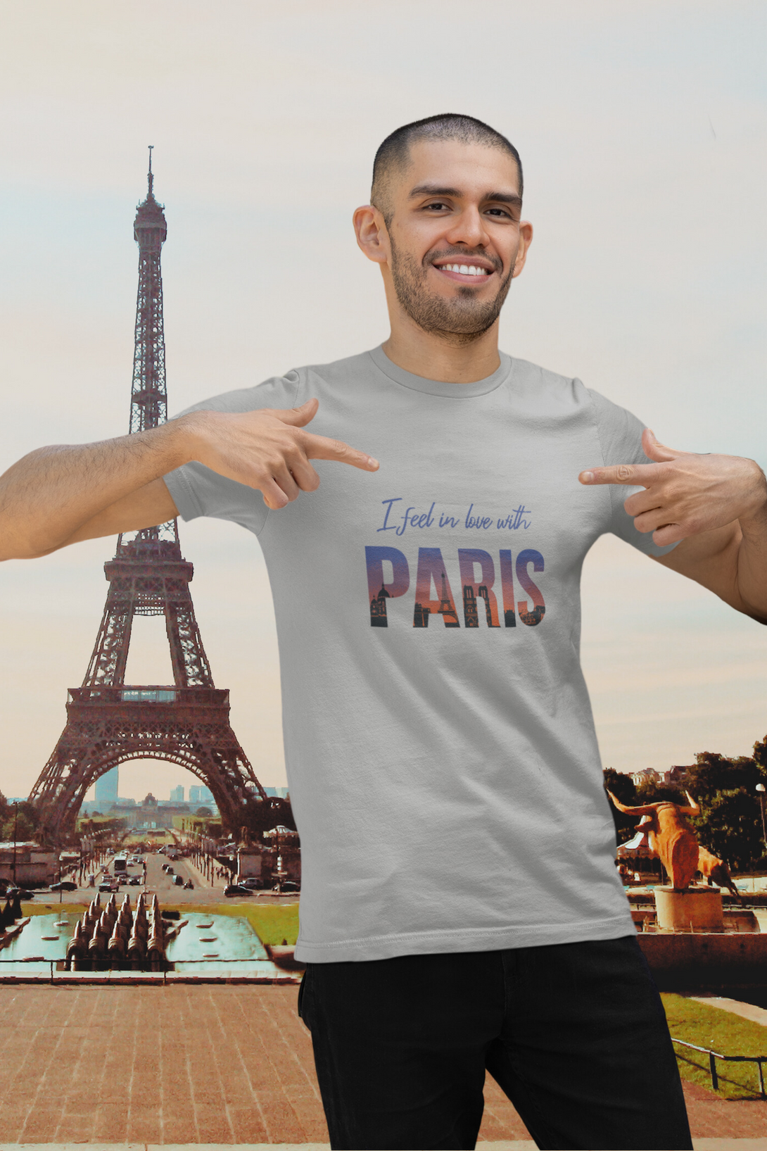 In Love With Paris Printed T-Shirt For Men - WowWaves - 5