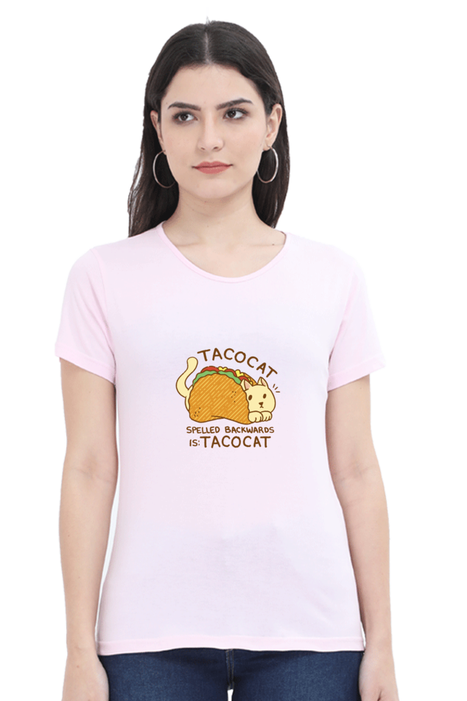 Cat In Taco Printed Scoop Neck T-Shirt For Women - WowWaves - 9