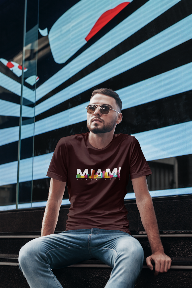 Miami Skyline Printed T-Shirt For Men - WowWaves - 6