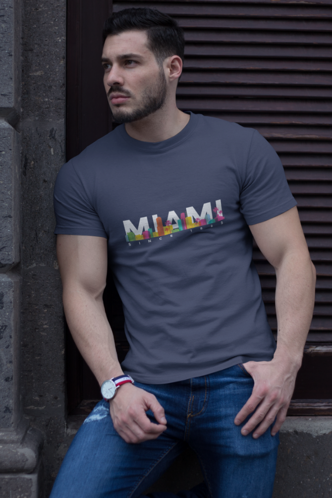 Miami Skyline Printed T-Shirt For Men - WowWaves - 3