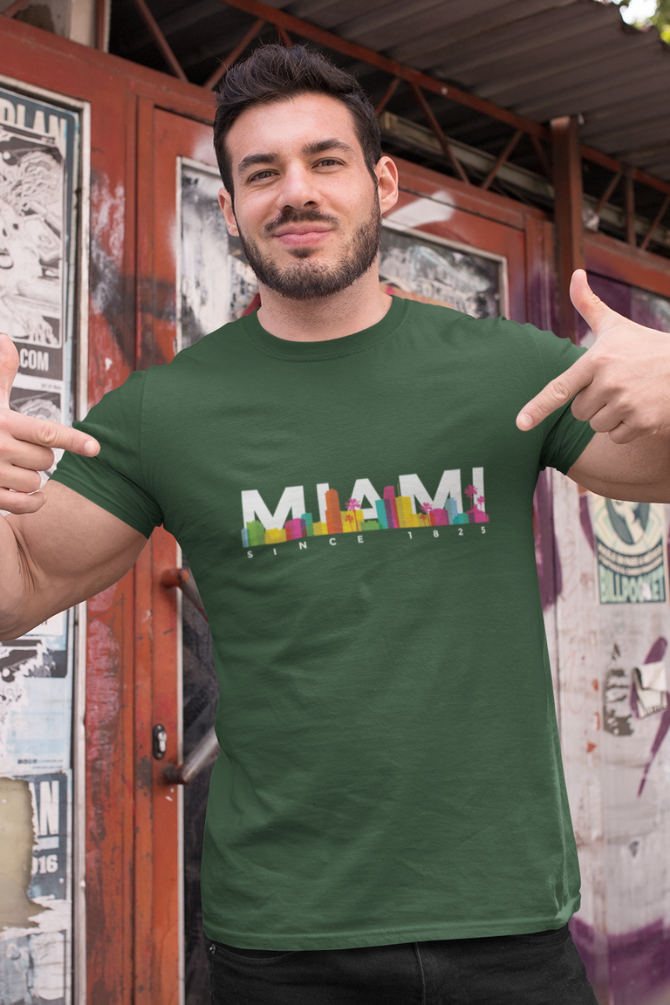 Miami Skyline Printed T-Shirt For Men - WowWaves - 7