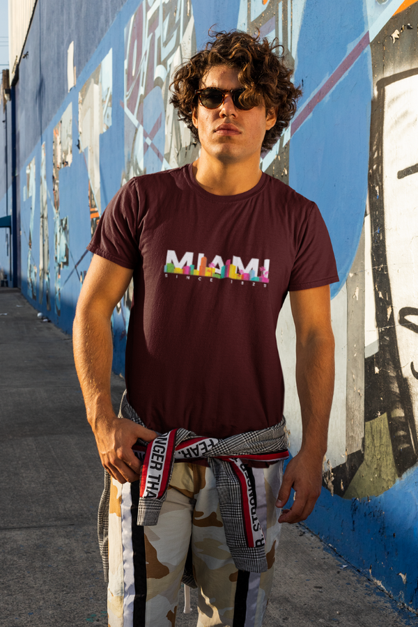 Miami Skyline Printed T-Shirt For Men - WowWaves