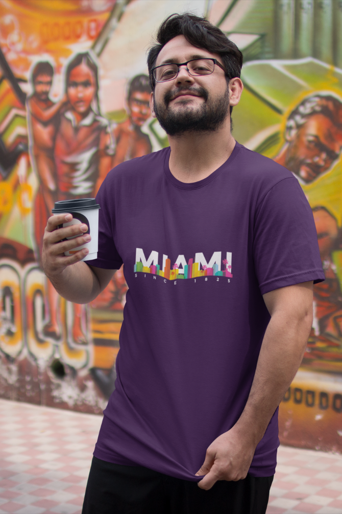 Miami Skyline Printed T-Shirt For Men - WowWaves - 2
