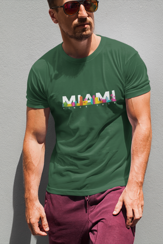 Miami Skyline Printed T-Shirt For Men - WowWaves - 5