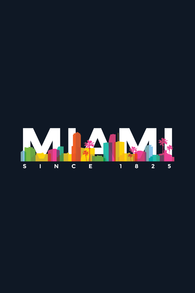 Miami Skyline Printed T-Shirt For Men - WowWaves - 1