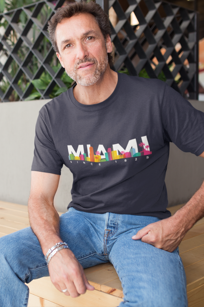 Miami Skyline Printed T-Shirt For Men - WowWaves - 4