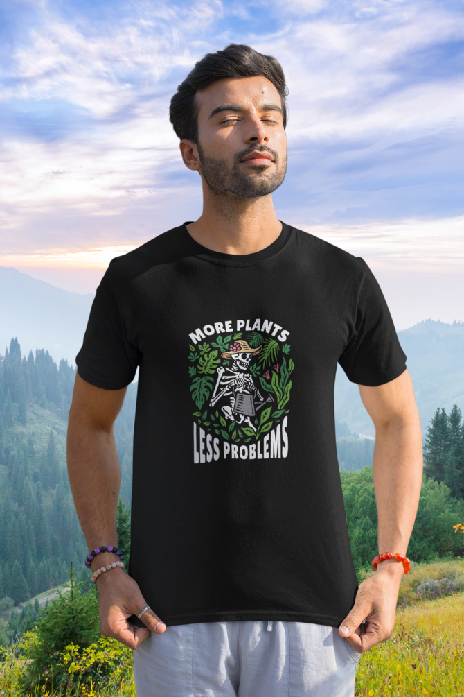 More Plants Less Problems Printed T-Shirt For Men - WowWaves - 3