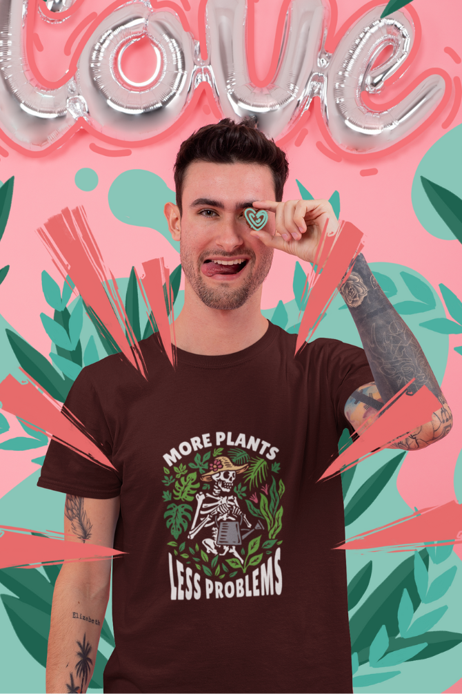 More Plants Less Problems Printed T-Shirt For Men - WowWaves - 4