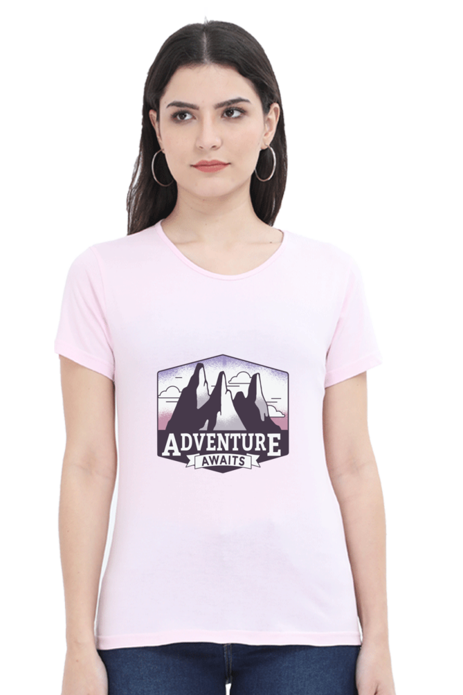 Adventure Awaits Printed Scoop Neck T-Shirt For Women - WowWaves - 15