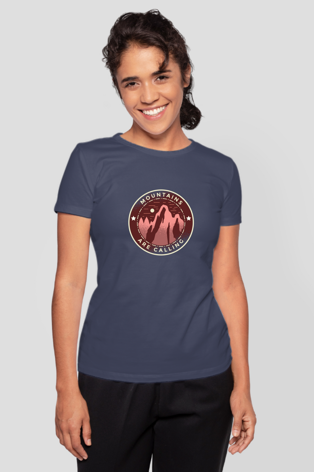 Mountains Are Calling Printed T-Shirt For Women - WowWaves - 5