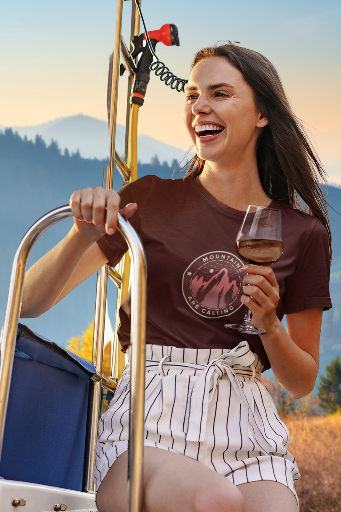Mountains Are Calling Printed T-Shirt For Women - WowWaves - 2