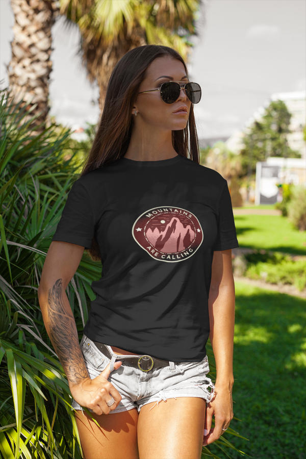 Mountains Are Calling Printed T-Shirt For Women - WowWaves
