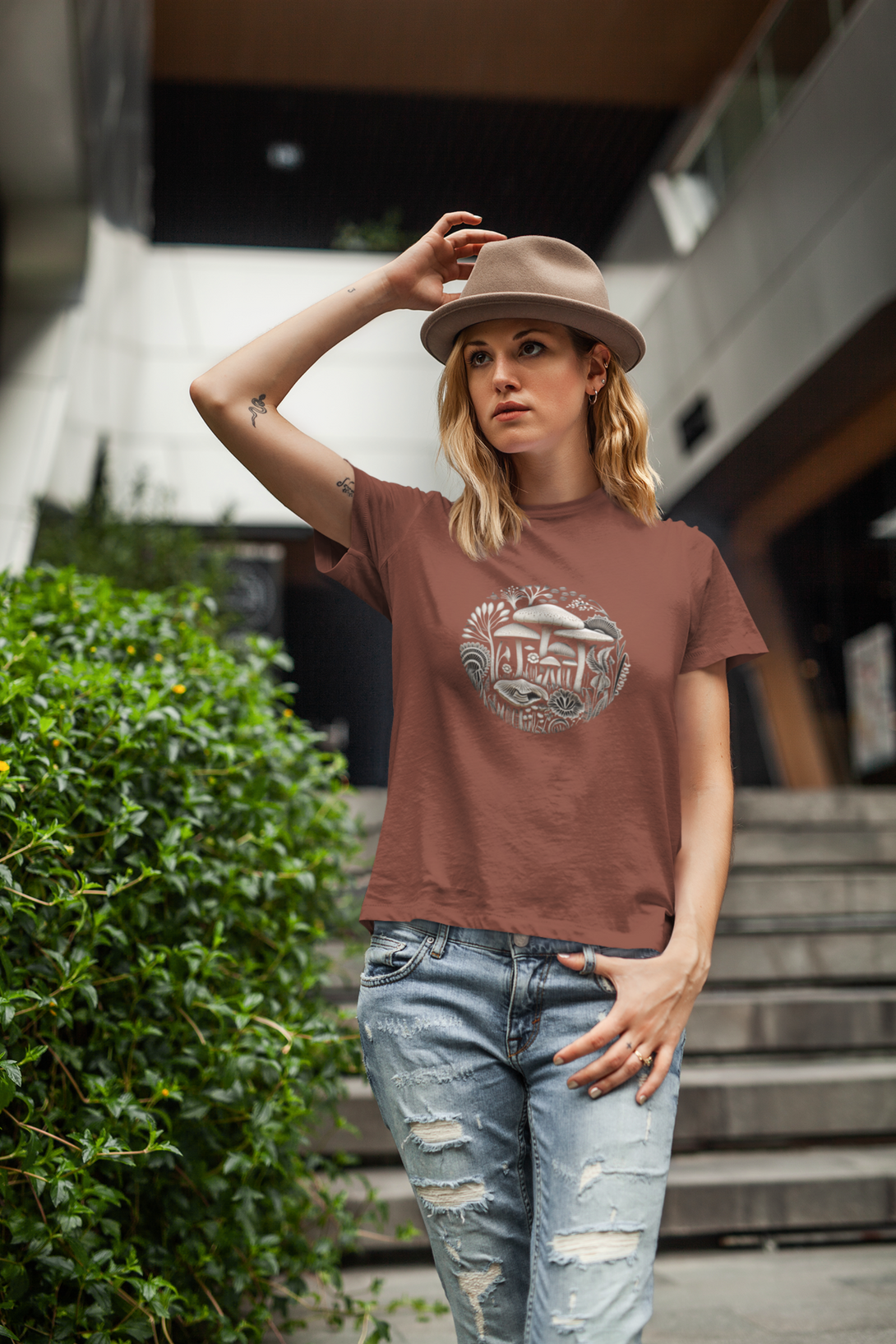 Mushroom Art Printed T-Shirt For Women - WowWaves - 6