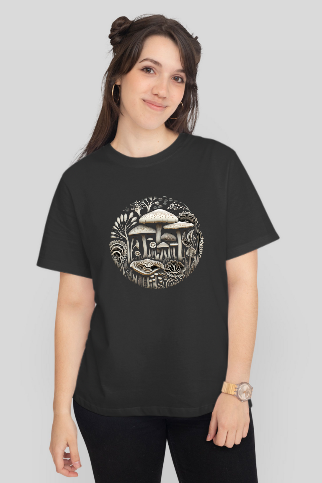 Mushroom Art Printed T-Shirt For Women - WowWaves - 9