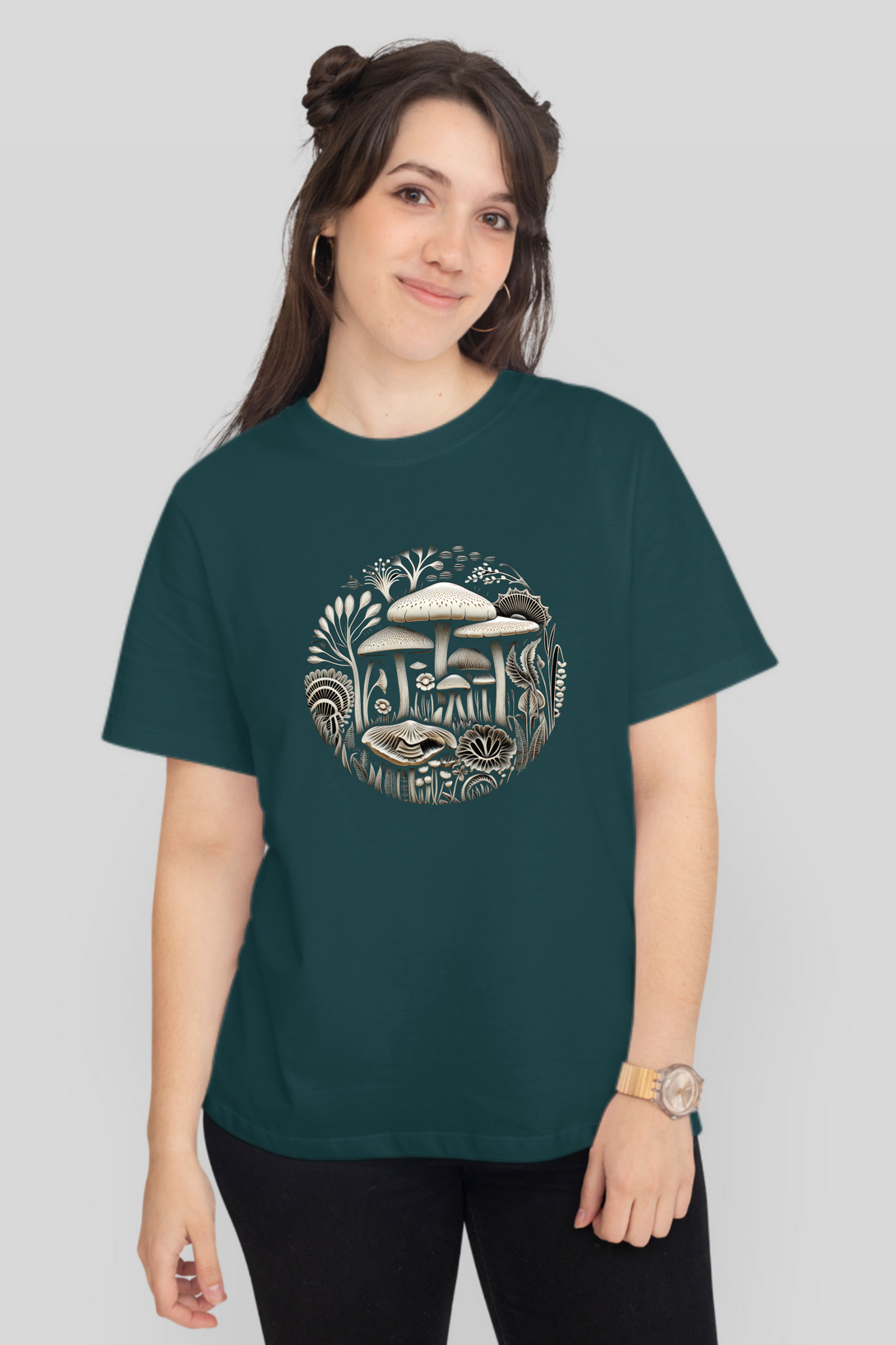 Mushroom Art Printed T-Shirt For Women - WowWaves - 8