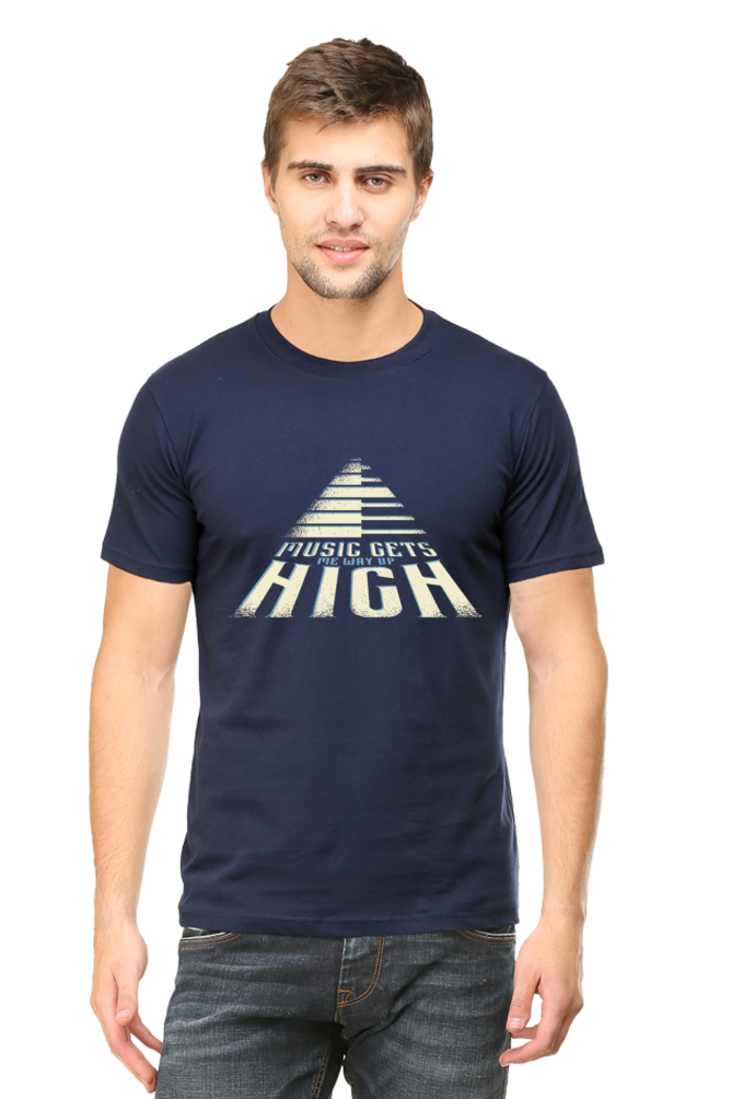 Music Gets Me Way Up High Printed T-Shirt For Men - WowWaves - 11