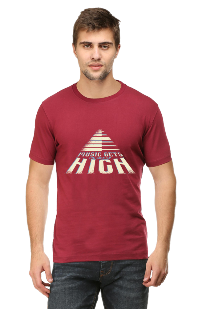 Music Gets Me Way Up High Printed T-Shirt For Men - WowWaves - 9