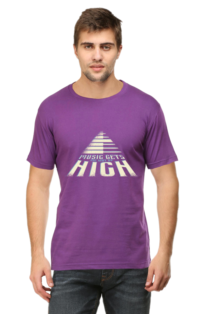 Music Gets Me Way Up High Printed T-Shirt For Men - WowWaves - 10