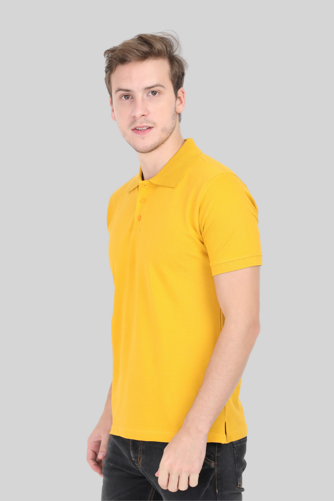 Mustard Yellow Polo T-Shirt For Men - WowWaves - 6