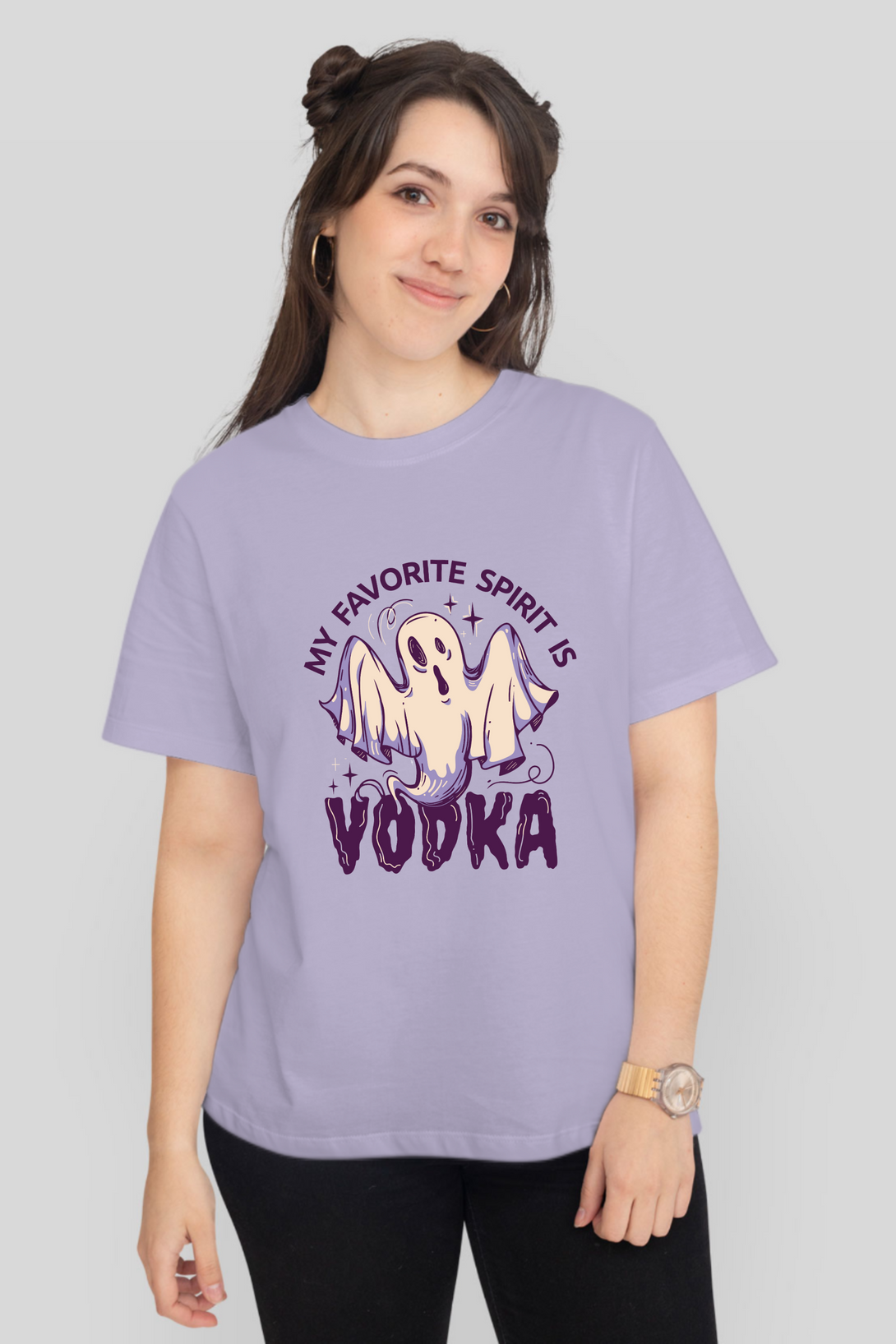 My Favourite Spirit Is Vodka Printed T-Shirt For Women - WowWaves - 9