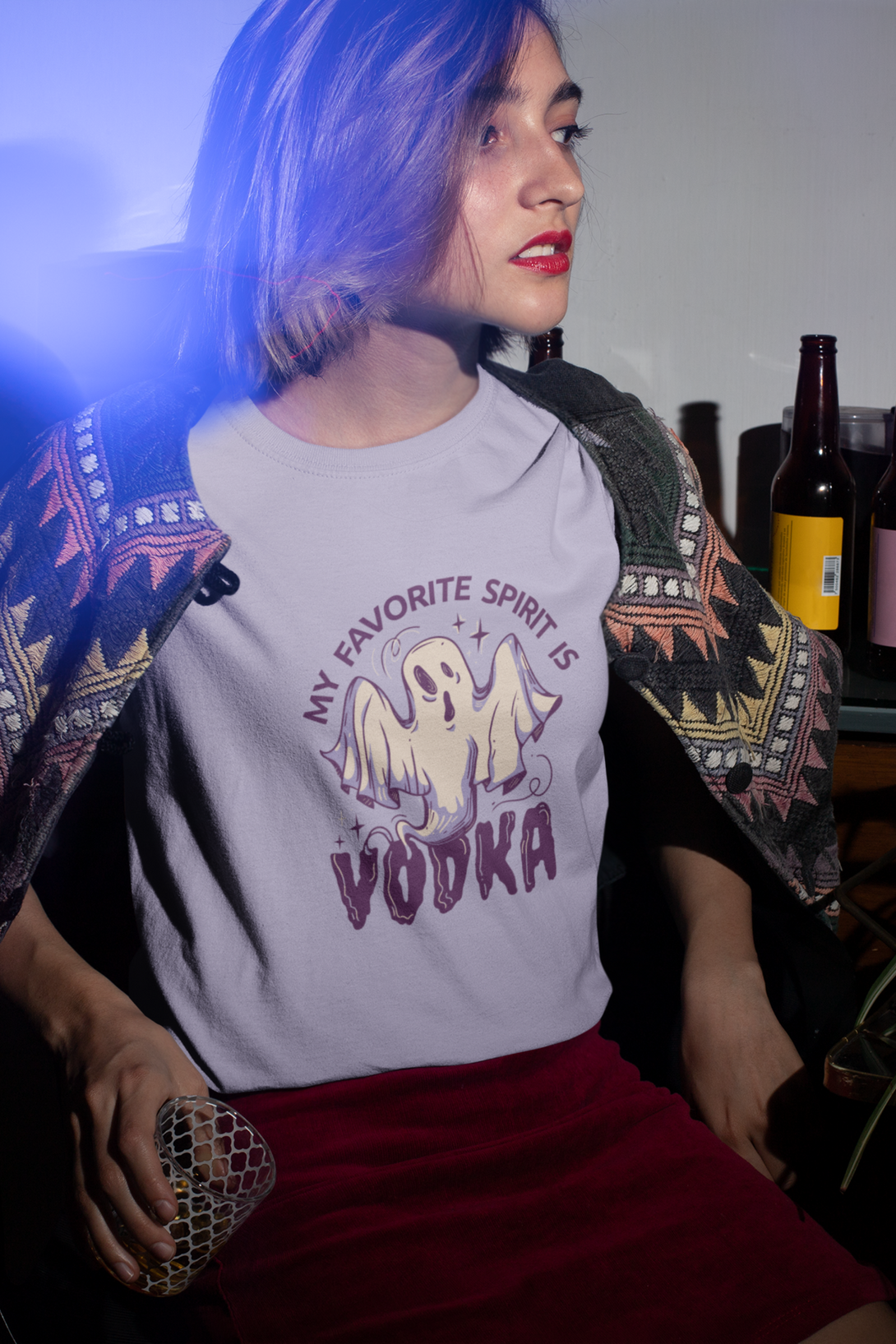My Favourite Spirit Is Vodka Printed T-Shirt For Women - WowWaves - 7
