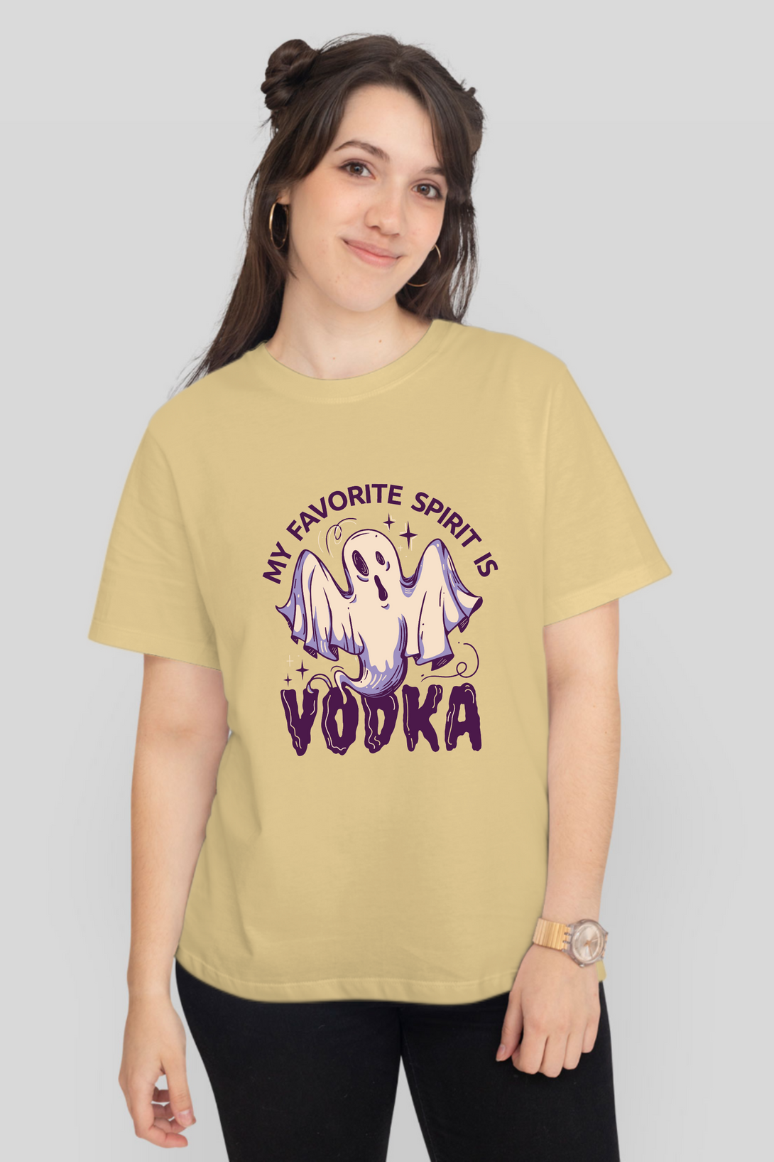My Favourite Spirit Is Vodka Printed T-Shirt For Women - WowWaves - 12