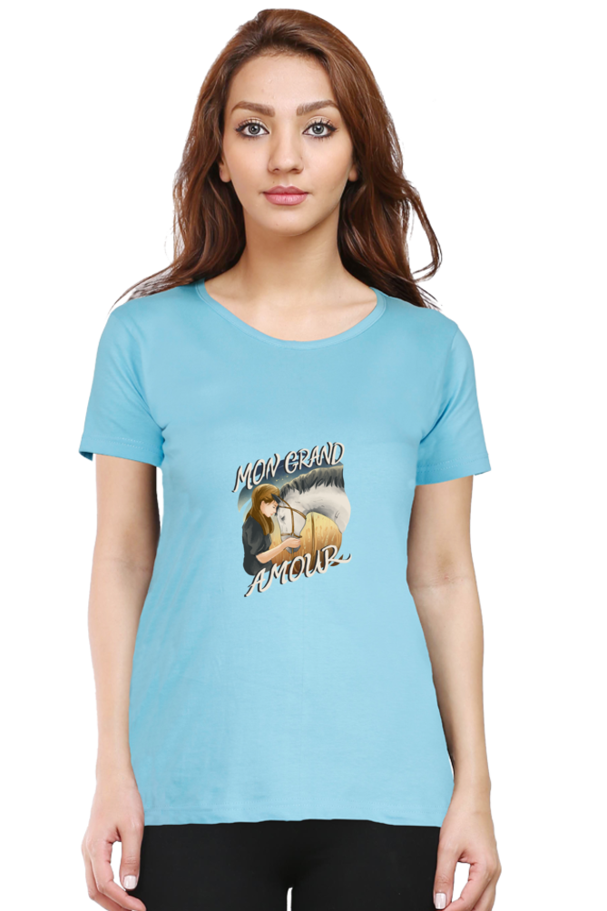 My Great Horse Love Printed Scoop Neck T-Shirt For Women - WowWaves - 11