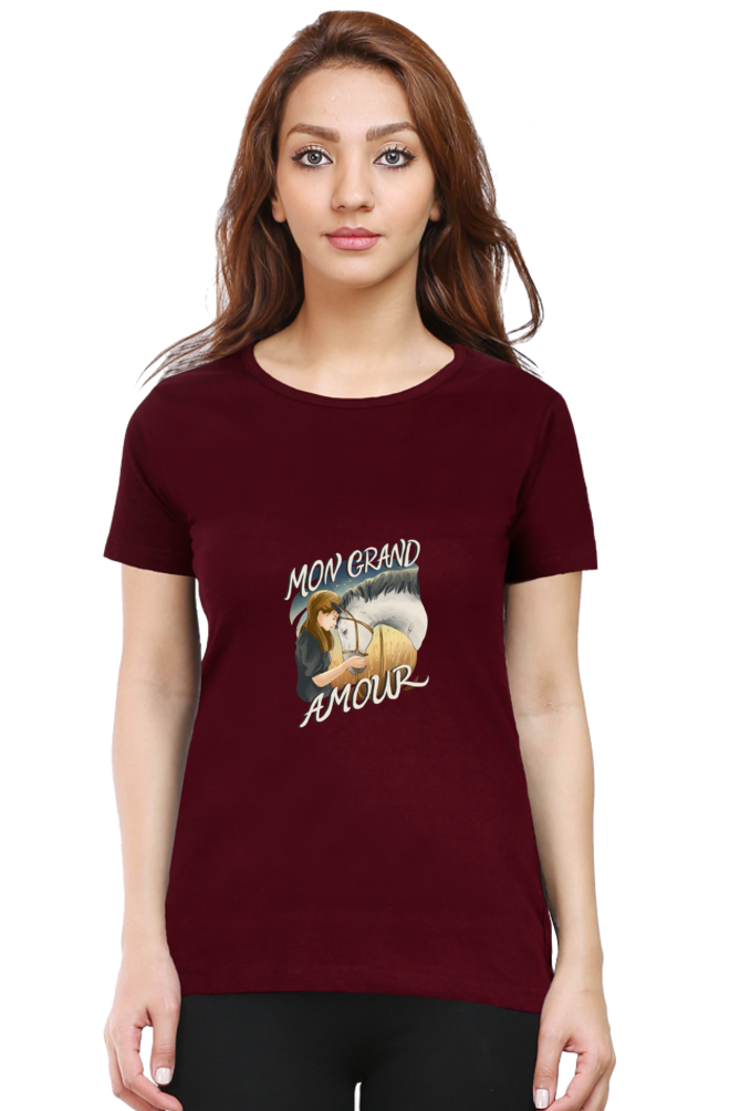 My Great Horse Love Printed Scoop Neck T-Shirt For Women - WowWaves - 10