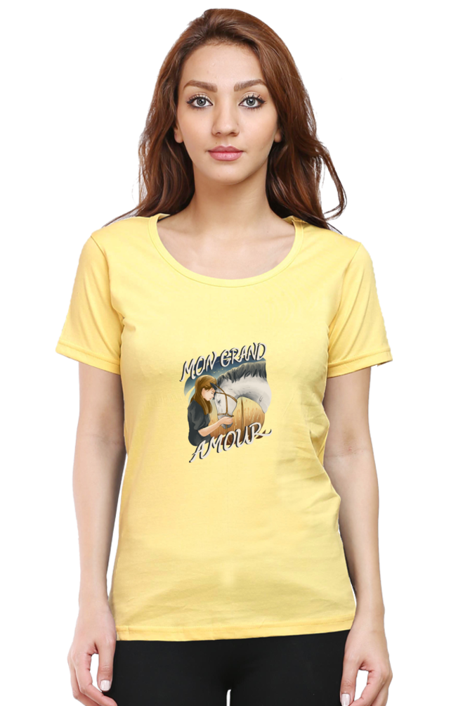My Great Horse Love Printed Scoop Neck T-Shirt For Women - WowWaves - 12