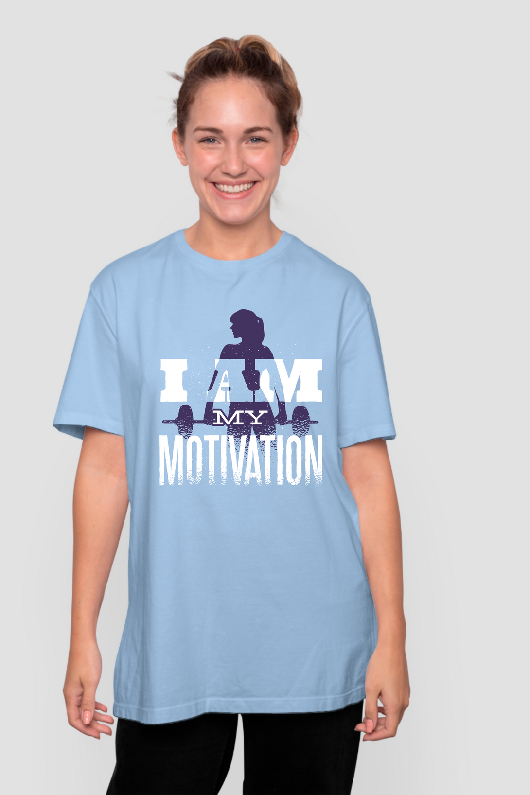 I Am My Motivation Printed Oversized T-Shirt For Women - WowWaves - 4