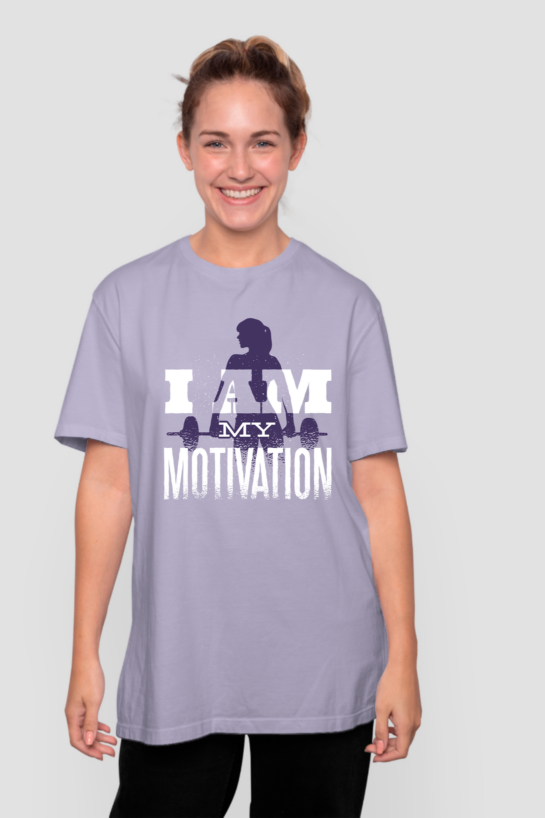 I Am My Motivation Printed Oversized T-Shirt For Women - WowWaves - 6