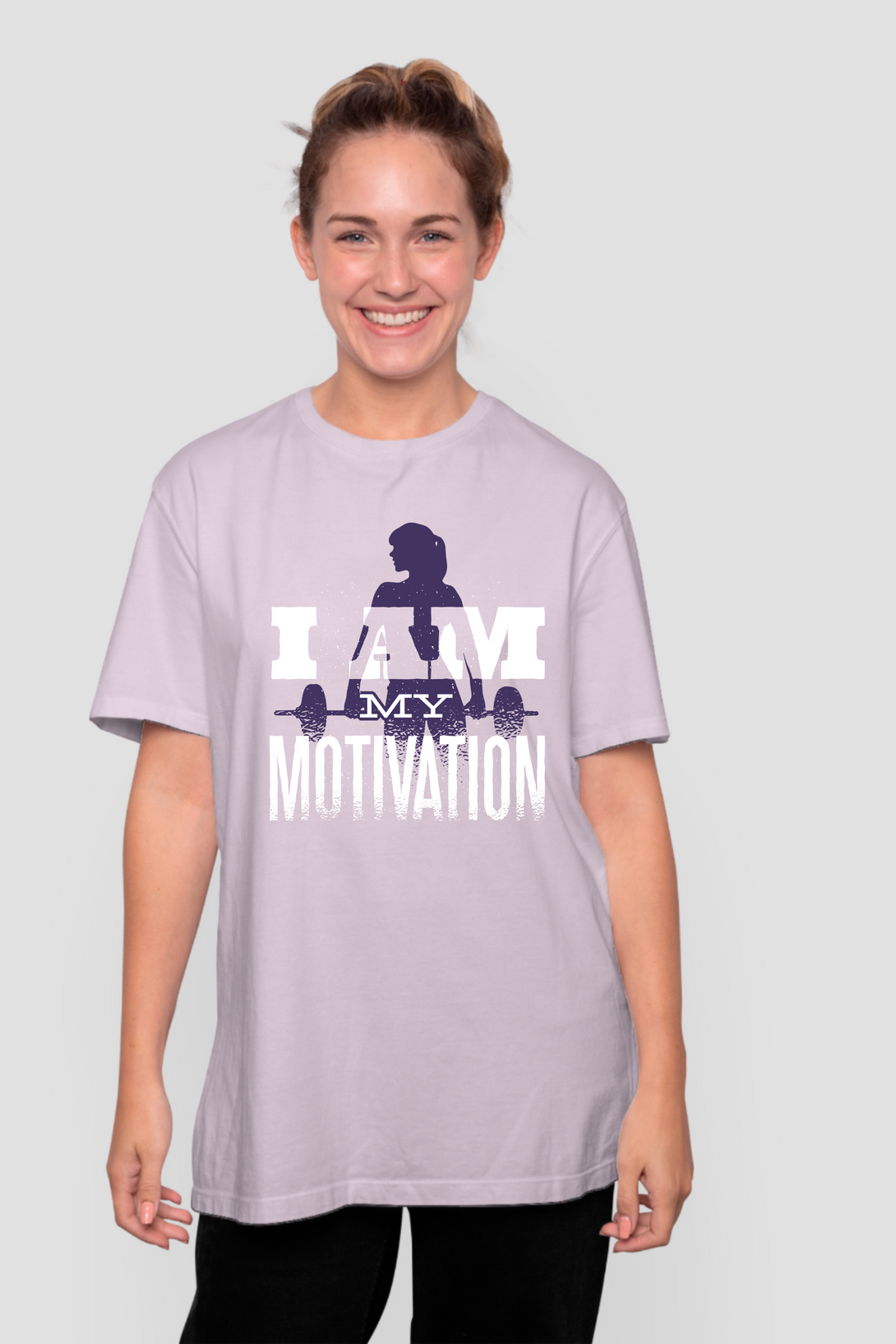 I Am My Motivation Printed Oversized T-Shirt For Women - WowWaves - 5