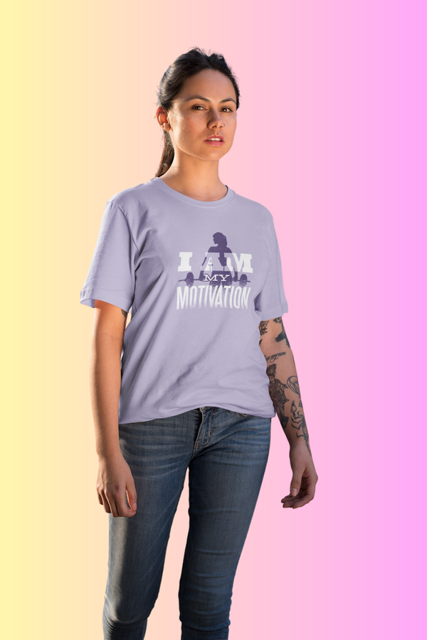 I Am My Motivation Printed Oversized T-Shirt For Women - WowWaves