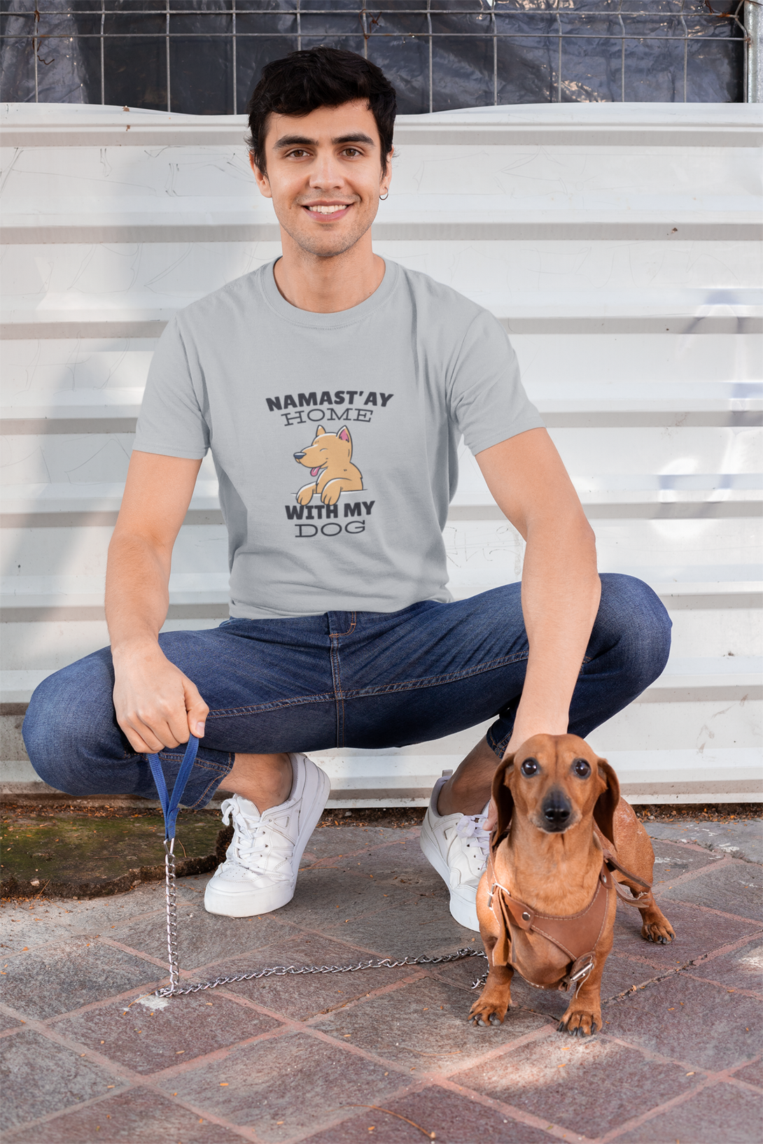 Namastay Home Dog Printed T-Shirt For Men - WowWaves - 2