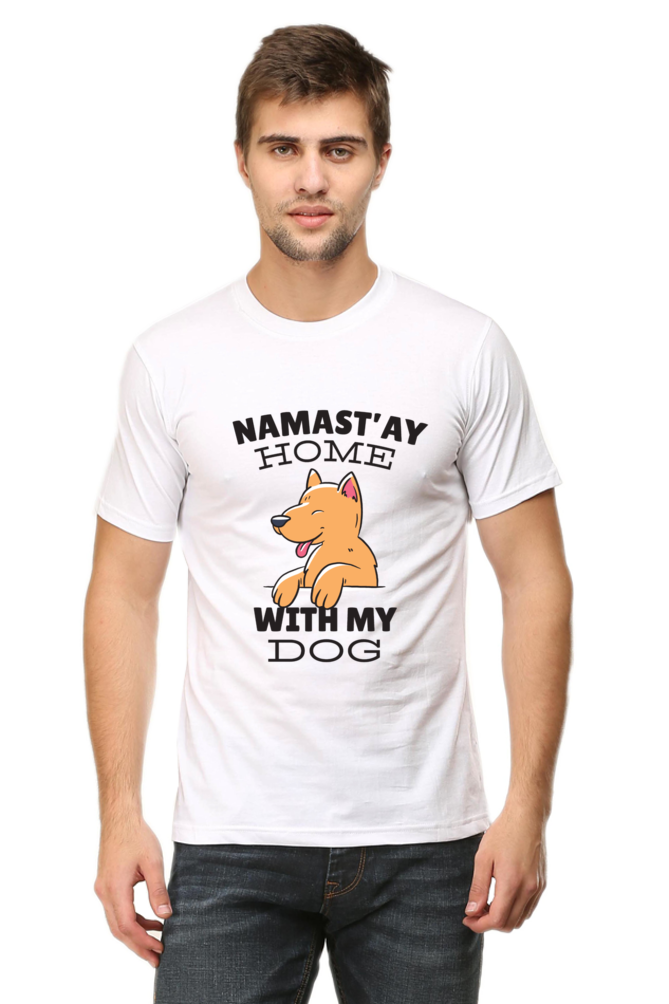 Namastay Home Dog Printed T-Shirt For Men - WowWaves - 7