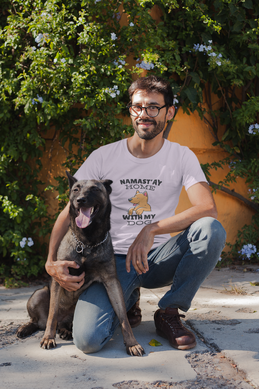 Namastay Home Dog Printed T-Shirt For Men - WowWaves - 4