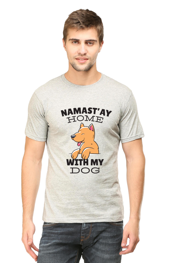 Namastay Home Dog Printed T-Shirt For Men - WowWaves - 8