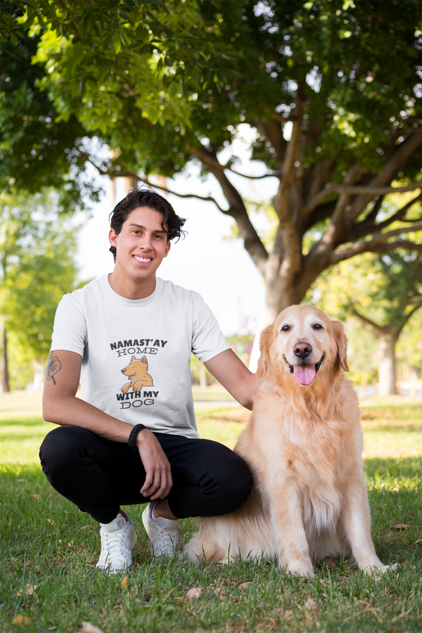 Namastay Home Dog Printed T-Shirt For Men - WowWaves