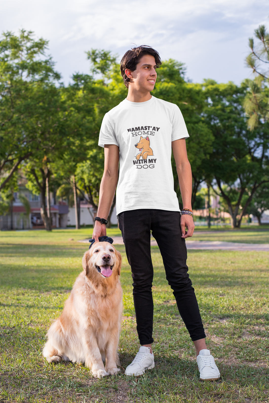 Namastay Home Dog Printed T-Shirt For Men - WowWaves - 6