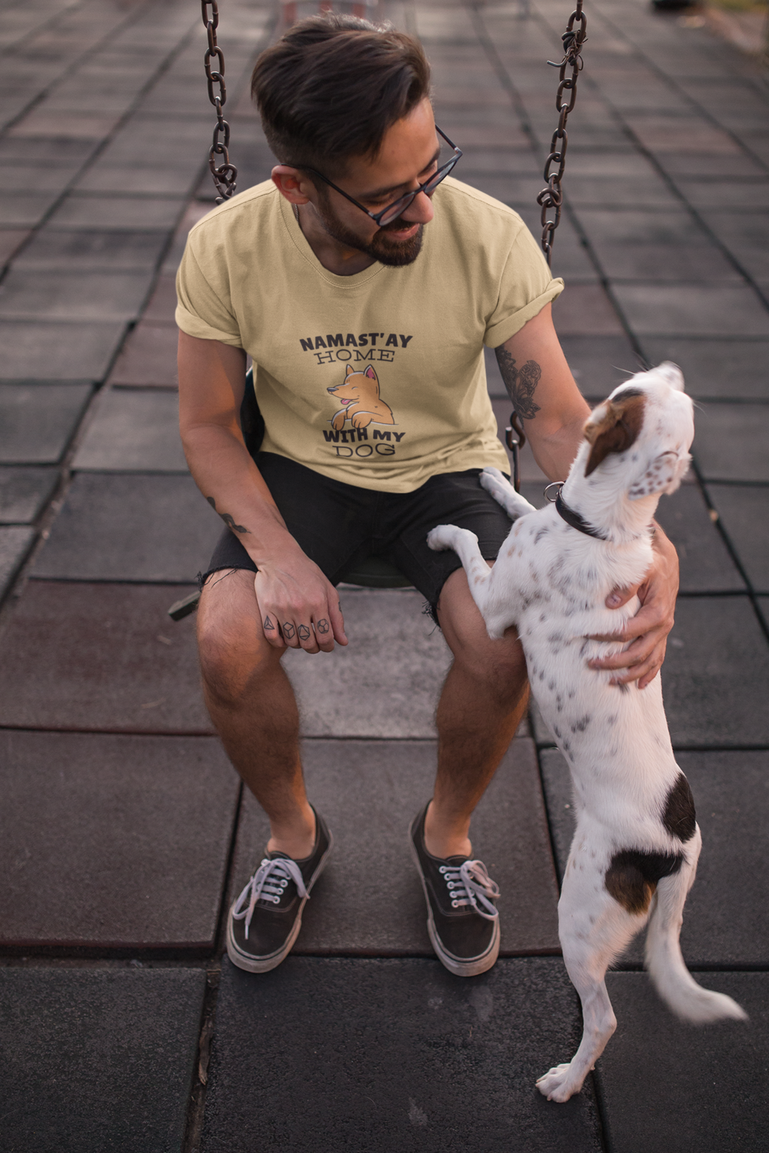 Namastay Home Dog Printed T-Shirt For Men - WowWaves - 5