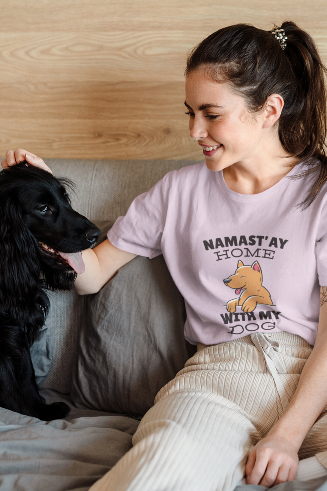 Namastay Home Dog Printed T-Shirt For Women - WowWaves - 3
