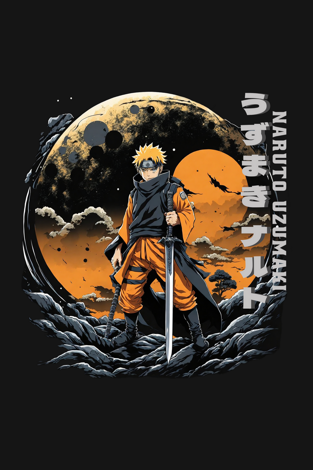 Anime Naruto Black Printed Oversized T-Shirt For Men - WowWaves - 1