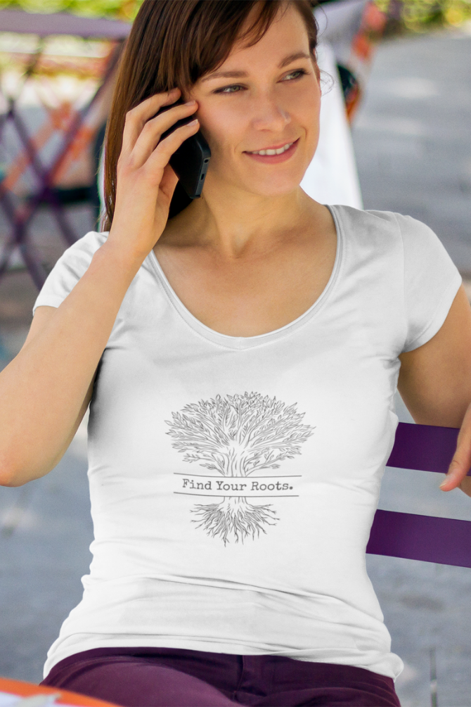 Find Your Roots White Printed Scoop Neck T-Shirt For Women - WowWaves - 3