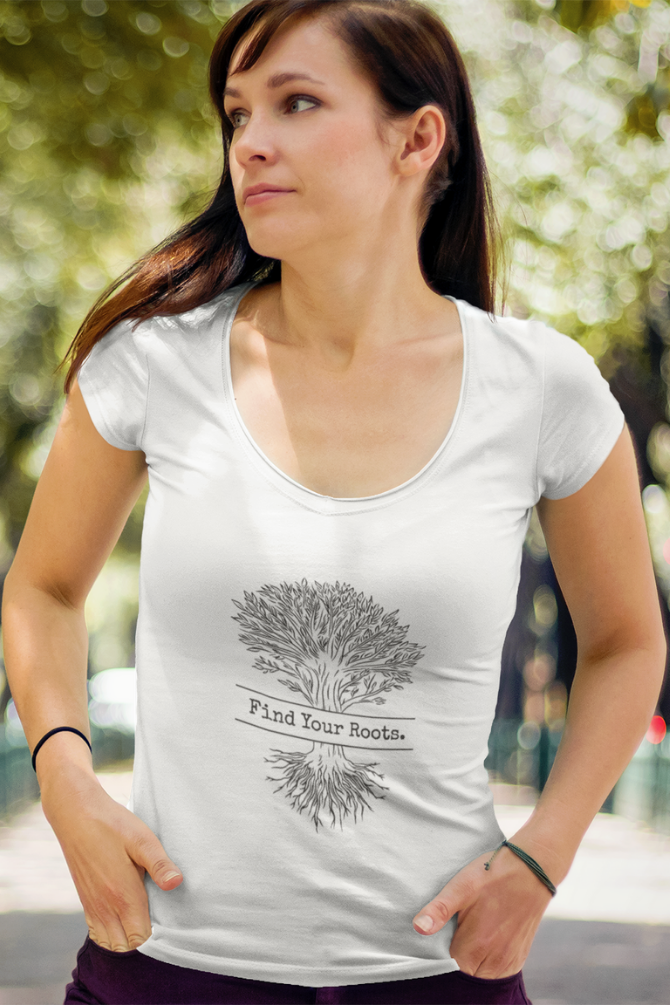 Find Your Roots White Printed Scoop Neck T-Shirt For Women - WowWaves