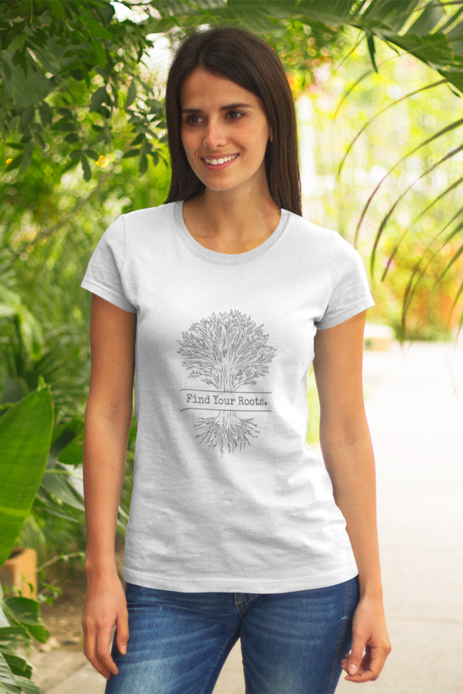 Find Your Roots Printed T-Shirt For Women - WowWaves - 2