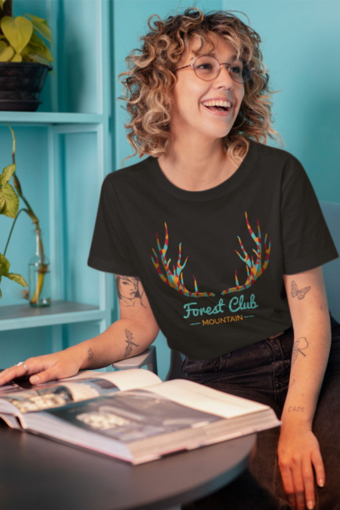Forest Club Printed T-Shirt For Women - WowWaves - 7